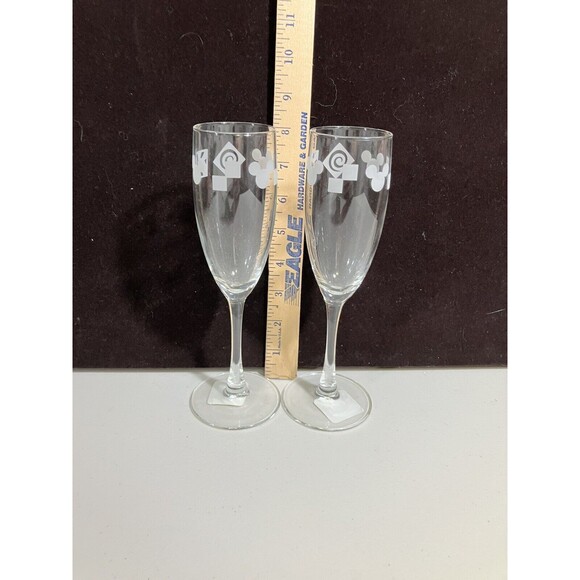Y2K Vintage Disney Gallery Champagne Glass Flutes Mickey Mouse Set Of 2 - Picture 3 of 5